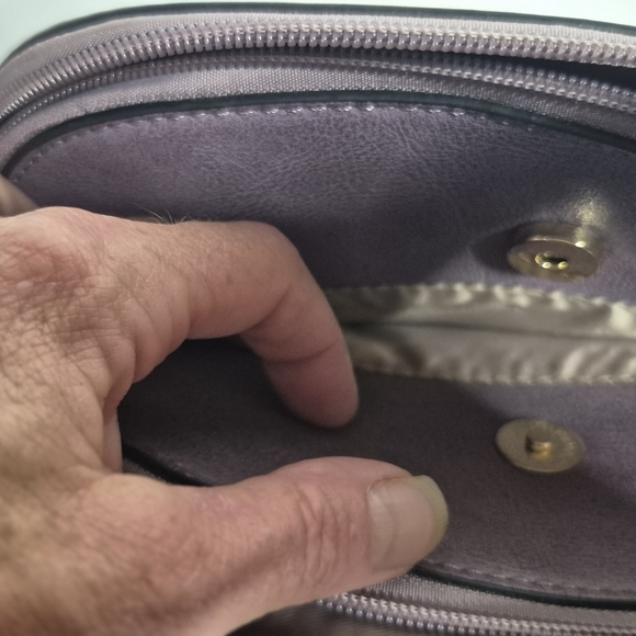 Dasein Crossbody Bag Purple Faux Leather Double Zip Tassel Purse - Picture 6 of 10